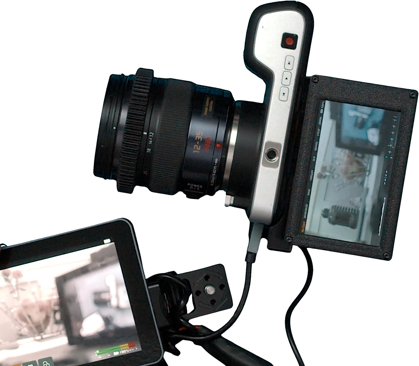 Finished Tilt Screen Mod on a Blackmagic Pocket Cinema Camera, screen tilted up